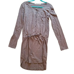 Michael Stars Womens Dress Size S Gray Henley Button-Up Long Sleeve Fairycore